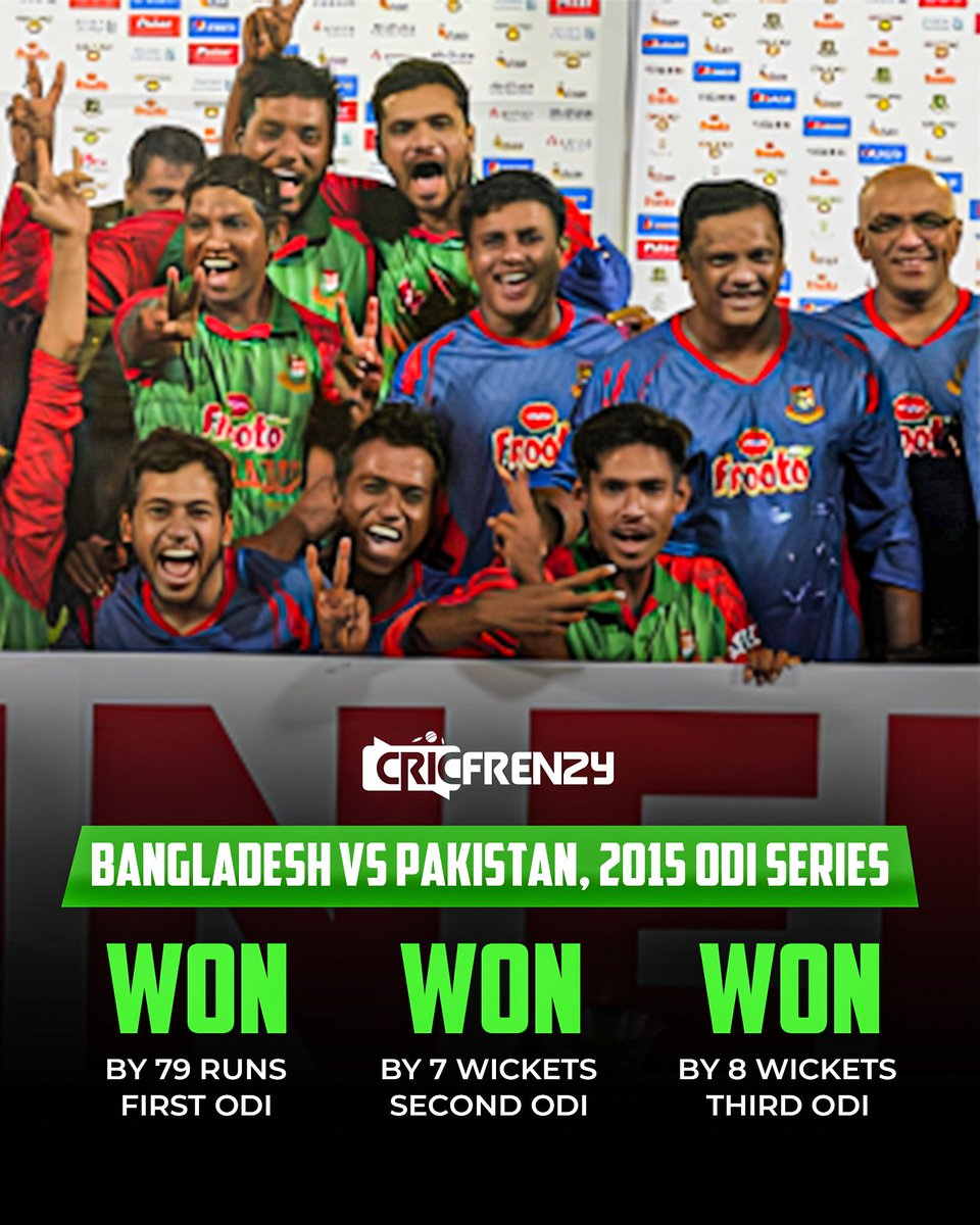 Cricfrenzylive's tweet image. ২০১৫ সালে এই দিনে, পাকিস্তানকে ৩-০ ব্যবধানে বাংলাওয়াশ করেছিল বাংলাদেশ
#BANvsPAK