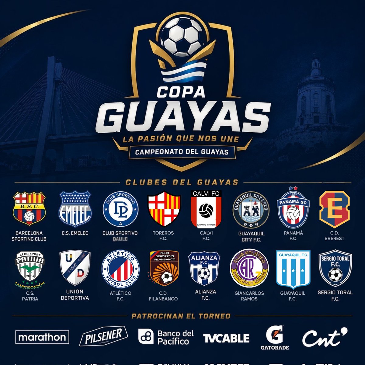 TermoEcu2021's tweet photo. ATENCIÓN!!!💣💣🔥
EL ESTADUAL DEL GUAYAS?

Así como lo hay en Brasil, con sus distintas competencias y copas locales, que les parecería si se hiciera una copa, solo con los equipos del Guayas?

Los clubes participantes serían:
Barcelona
Emelec
CD Daule
Toreros FC
Calvi FC
Guayaquil City
Panamá FC
CD Everest
CS Patria
Unión Deportiva
Atlético FC
CD Filanbanco.
Alianza FC
CA Giancarlos Ramos
Guayaquil FC
Sergio Toral FC.

Sin duda reviviriamos unos buenos partidazos entre el Calvi contra Emelec, o el nuevo clásico Guayaquileño entre Guayaquil City contra el Guayaquil FC.