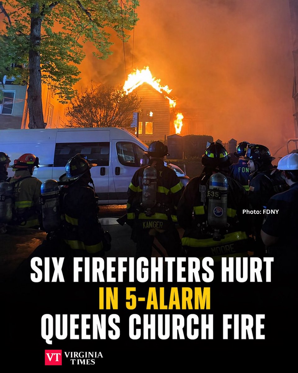 newsbreaknow's tweet image. Six firefighters were injured after a 5-alarm fire spread from a vacant rectory to the First Reformed Church of Astoria in Queens, according to FDNY. More than 270 fire and EMS personnel responded.

#virginiatimesnow #NewsUpdate #TrendingNow #FDNY
👉 virginiatimesnow.com/queens-church-…