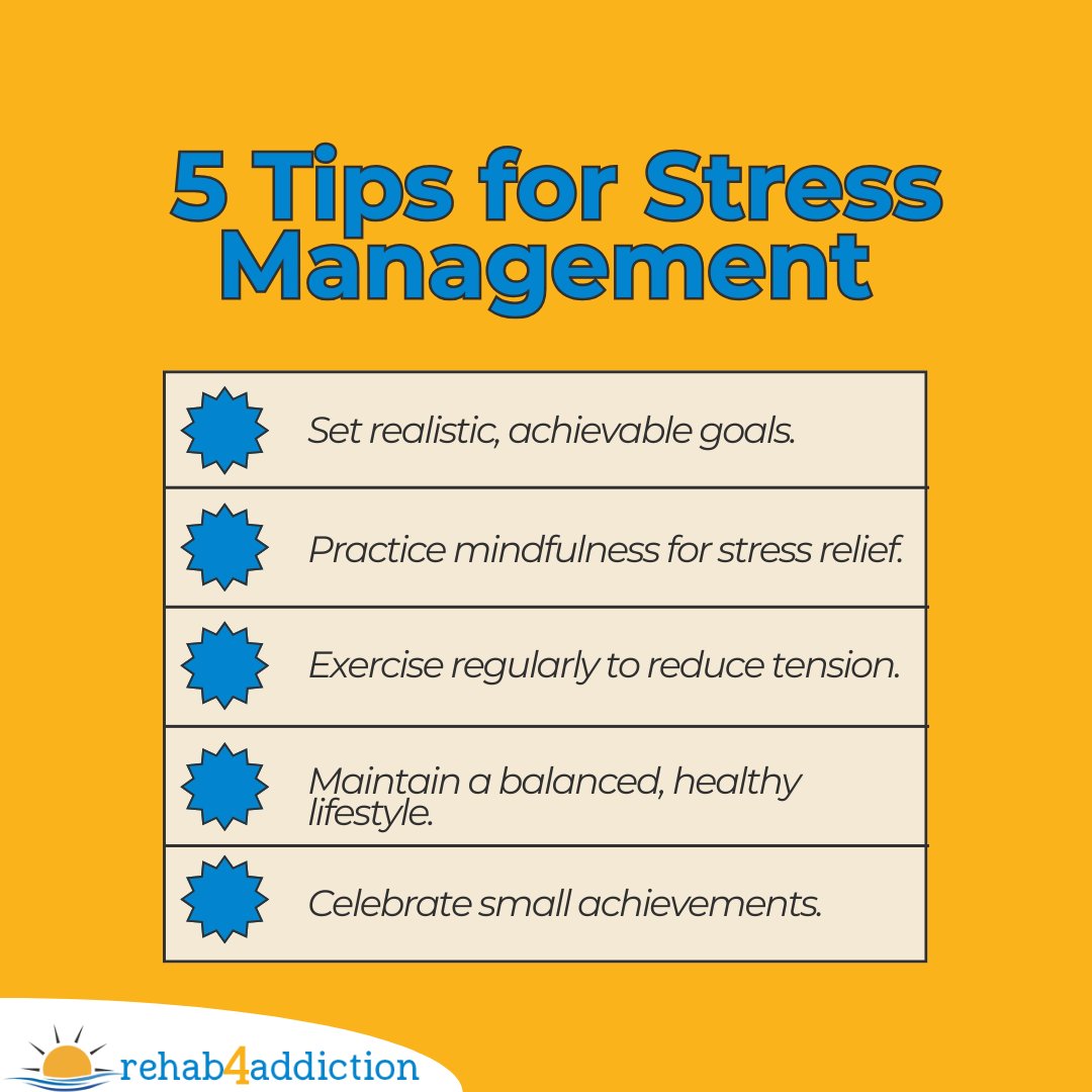 Rehab4Group's tweet photo. Stress can build up quickly, but small, consistent habits can make a real difference.

This #StressAwarenessMonth, remember that looking after your wellbeing starts with small, everyday steps.

#MentalHealth #Wellbeing #StressManagement #SelfCare #RecoveryPosse https://t.co/z5jXjfktvU