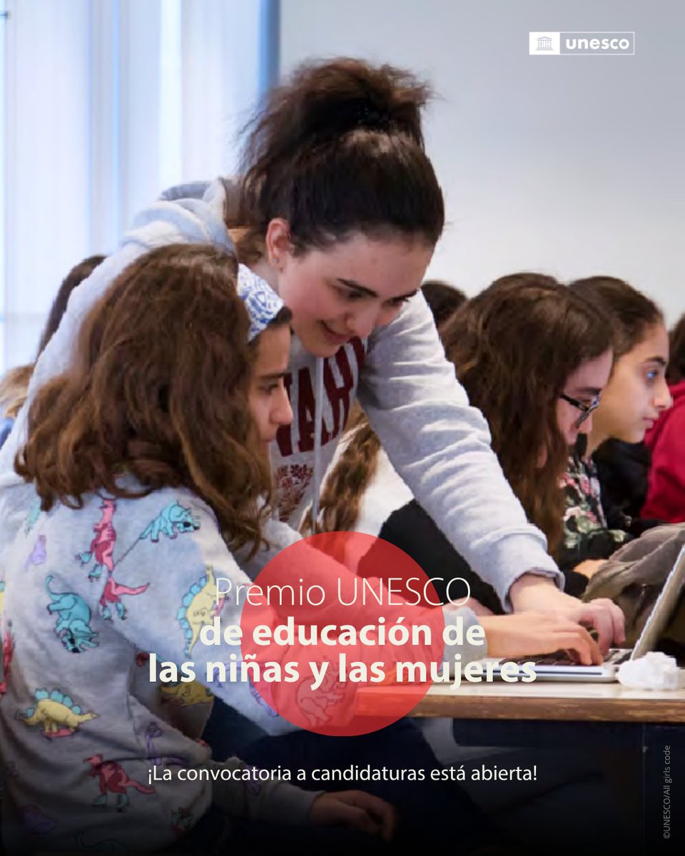 UNESCOMexico's tweet image. 📢🏆Está abierta la convocatoria para candidaturas al Premio #UNESCO de Educación de las Niñas y las Mujeres 2026, a través de entidades como CONALMEX, @DelegamexUNESCO, ONG, etc.  

👉🏿Se entregan dos galardones, cada uno de 50,000 USD.

➡️Consulta: f.mtr.cool/xhqhlkybvu