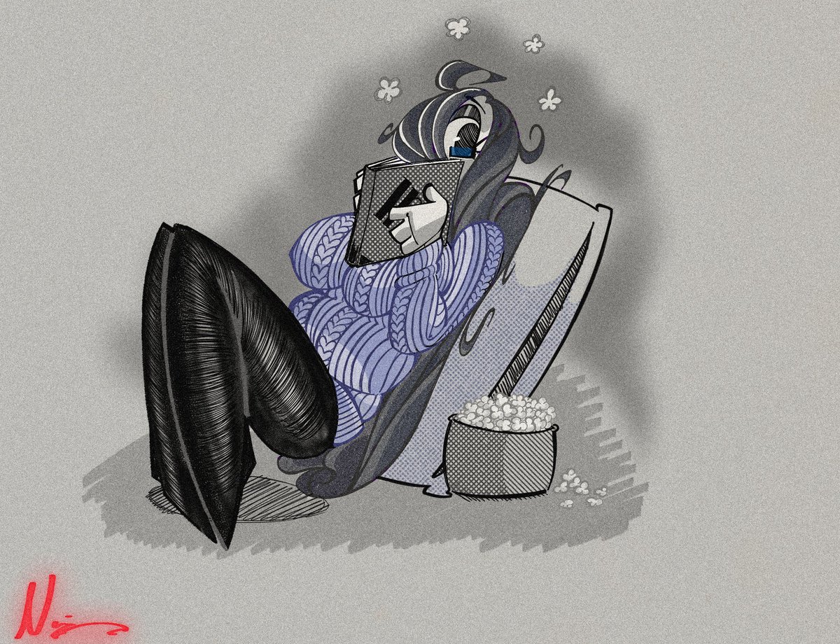 Nyeronn's tweet image. Popcorn and a good read 🍿🍿
#oc #digitalart #retroart