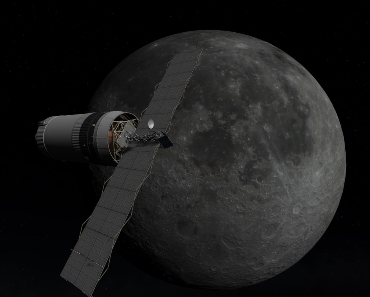 mbruh906's tweet image. S-IVB Pegasus in a high lunar orbit. #space #kerbalspaceprogram #ksp