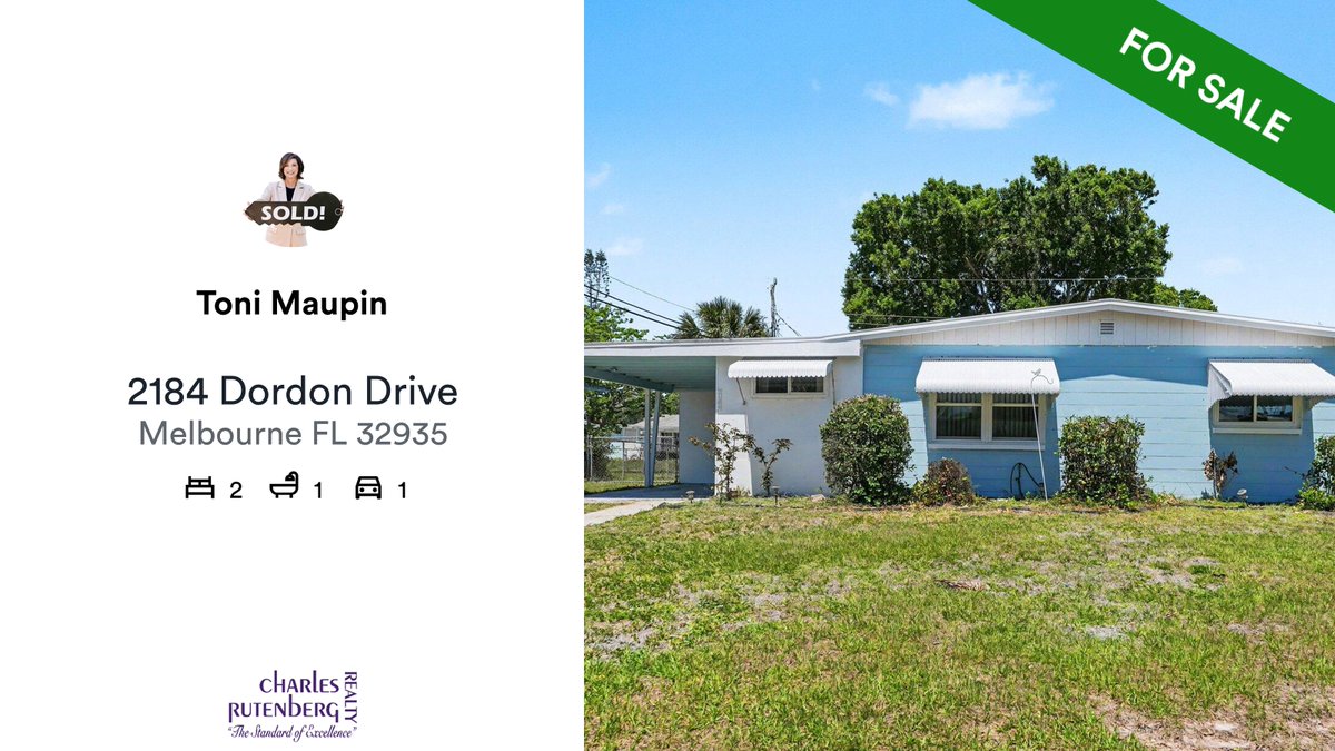 TLMaupinRealtor's tweet photo. 🛌 2 🛀 1 🚘 1
📍 2184 Dordon Drive, Melbourne, FL, 32935

My latest listing on RateMyAgent.
Broker Associate 3163562
https://t.co/bFCwzMY1u1

...
#ratemyagent #realestate #CHARLES_RUTENBERG_REALTY_ORLANDO https://t.co/cWK9zdIo0t