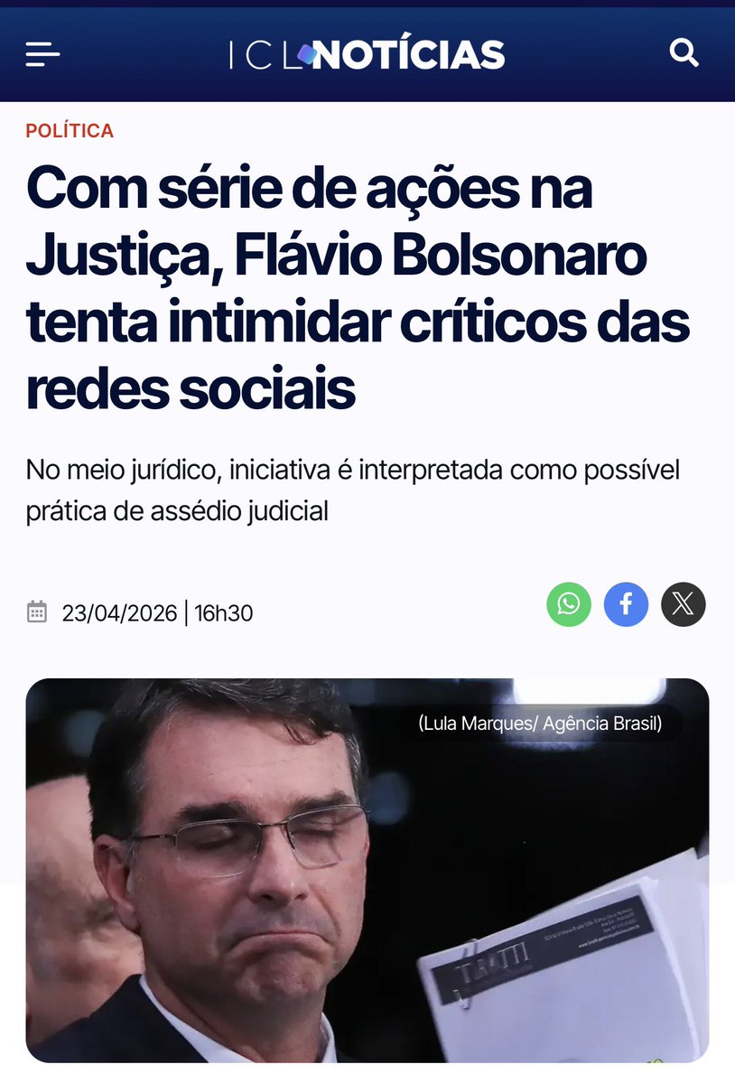 Ora ora…

O Bolsonarinho esta chateado gente!
E resolveu processar todo mundo.

O que você acha disso?
<a href="/FlavioBolsonaro/">Flávio Bolsonaro</a>