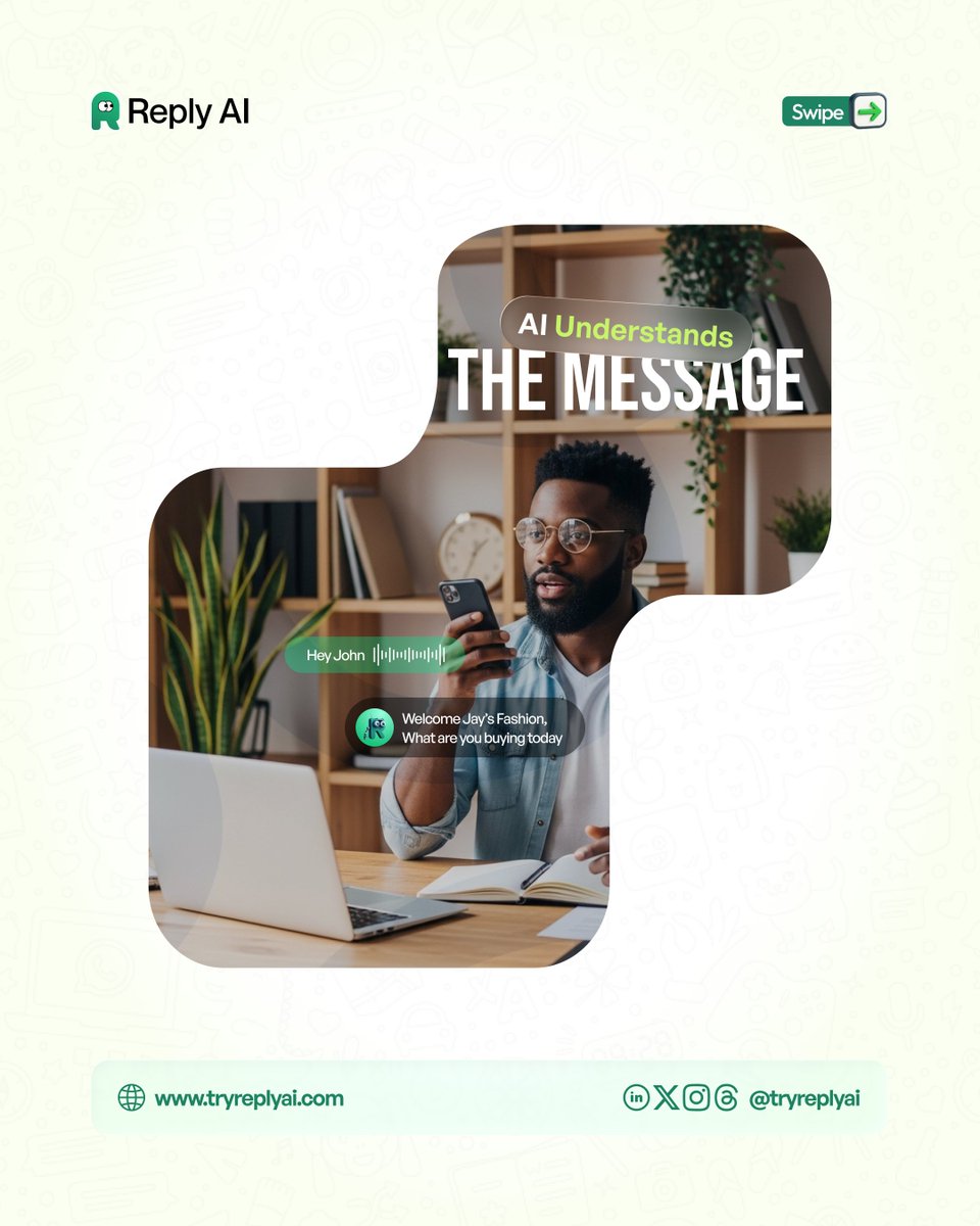 tryreplyai's tweet photo. Tired of missing sales because you can’t reply fast?  What if your WhatsApp could reply to customers instantly even while you sleep?  That’s exactly what Reply AI does.  Let Reply AI handle your WhatsApp like a pro.    Visit: https://t.co/2FZDx6K8Jc https://t.co/axei1am0kn