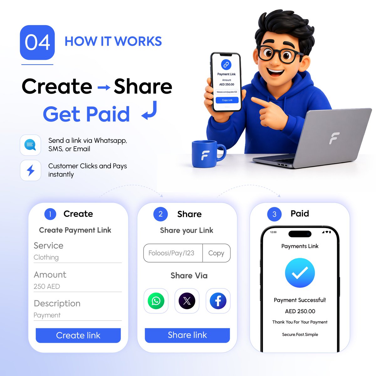 foloosi's tweet image. One link replaces long payment instructions, confusion, and delays. Get paid faster with a simple, shareable  with Foloosi Payment Link.🔗🎉

Swipe to know more➡️

#PaymentLink #SeamlessPayments #InstantTransactions #Foloosi #LinkToPay #PaymentSolutions #DigitalPayments