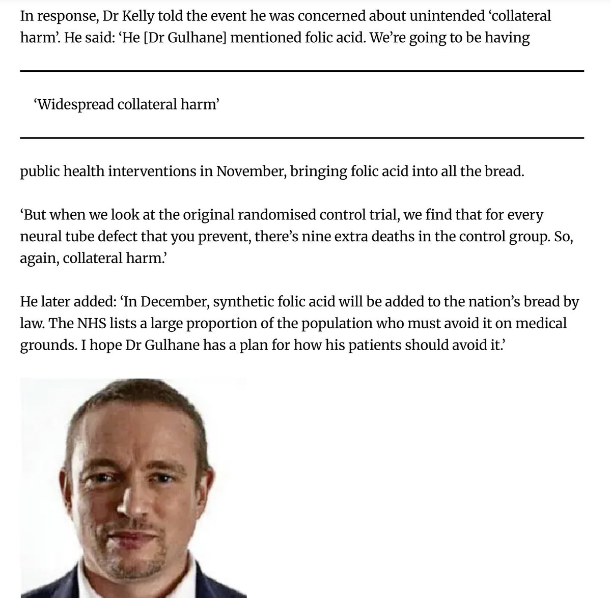 The public debate about folic acid in our bread can finally begin.

Well done <a href="/DrTimothyKelly/">Dr Tim Kelly</a> 

N.B. The Sale of Food and Drugs Act 1875 made such additives illegal (6 month's hard labour for a second offence!).

NHS says many people must avoid it for health reasons: