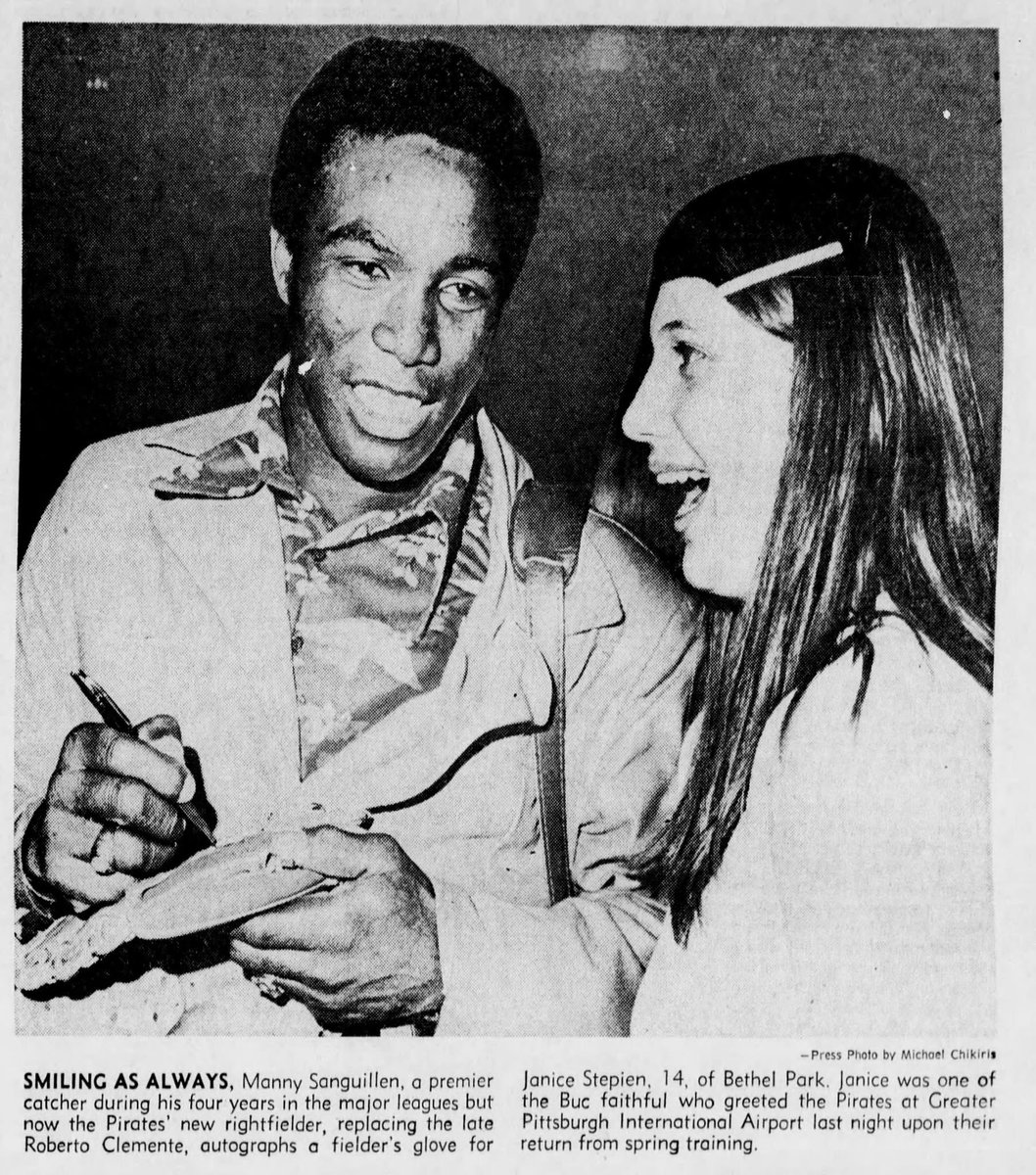 harvardplayer's tweet image. #FBF Manny Sanguillen  signing an autograph for A Young Pirates #Pirates