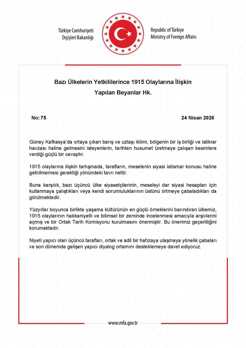 T.C. Dışişleri Bakanlığı tweet media