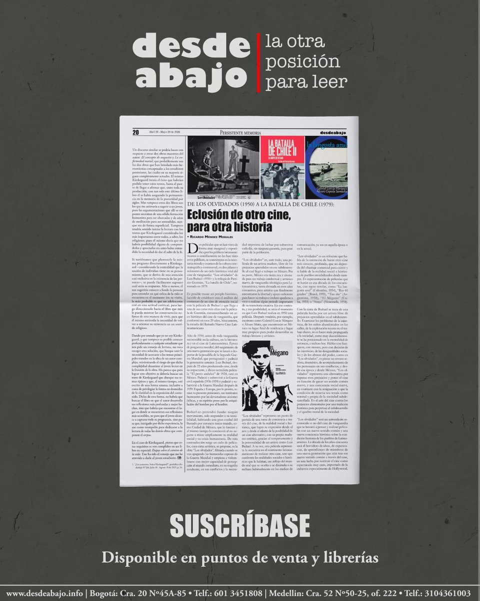 desdeabajo_info's tweet image. #EdiciónImpresa 🗞 | ECLOSIÓN DE OTRO CINE, PARA OTRA HISTORIA

Para leer el artículo completo, adquiera la nueva edición del periódico desdeabajo N° 334.

🔗 Suscríbase en Bogotá: 60 (1) 3451808 • Nacional 3105610170 • Medellín: 3104361003

#Cine #NuevoCineLatinoamericano