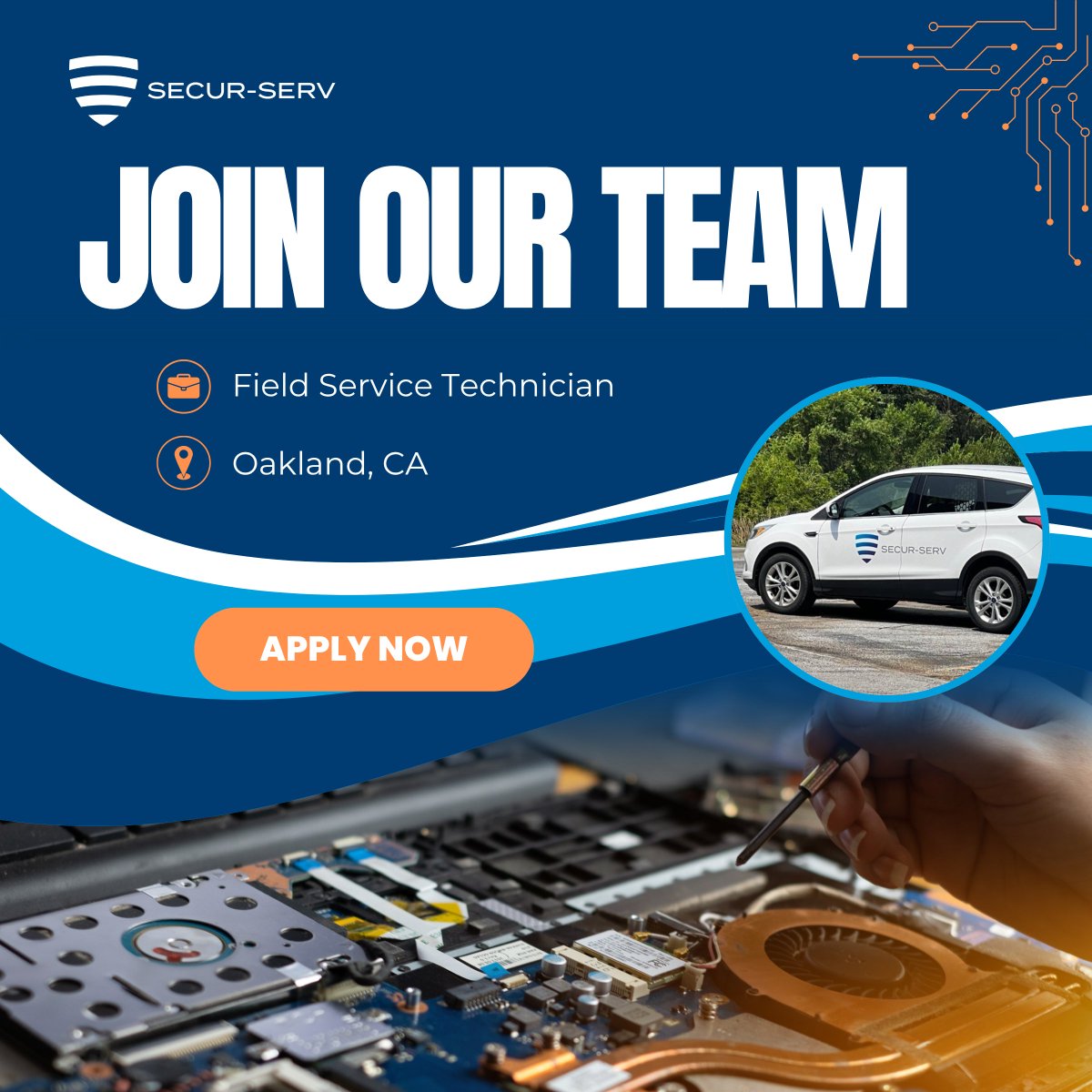 SecurServ's tweet photo. Now hiring: Field Service Technician in Oakland, CA.

Hands-on work. Real impact. Install, troubleshoot, and repair PCs, printers, and more—keeping businesses running.

Apply today: https://t.co/IEUNKJkK47

#Hiring #OaklandCA #FieldServiceTechnician https://t.co/d6NCWzsRY8