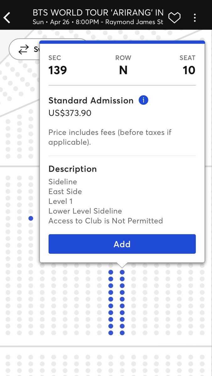 48 new floor tickets just dropped for Tampa Day 2!

80 new 100s section tickets just dropped for Tampa Day 2!

Once again this is on top of the hundreds of new tickets they released a few hours ago!

The concert is in 2 days!