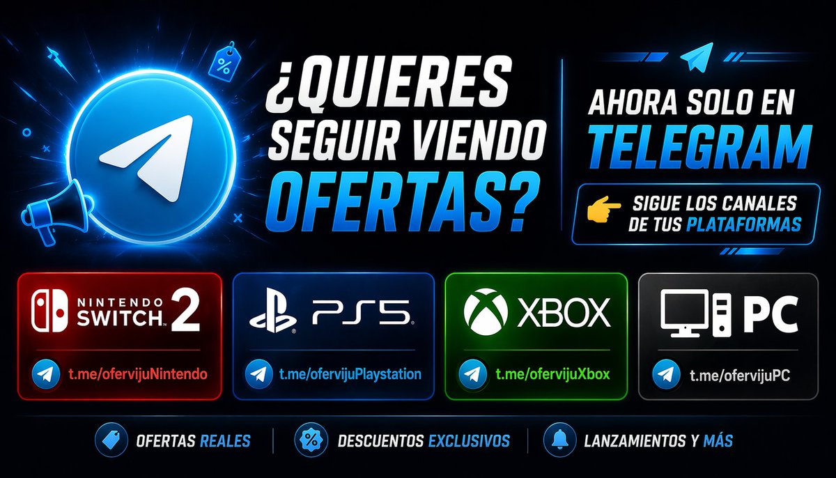 ofervijuXbox's tweet photo. ¿Quieres seguir recibiendo las mejores ofertas? Te esperamos en Telegram:

🔴 ofervijuNintendo https://t.co/MRxdA8oGiS
🔵 ofervijuPlaystation  https://t.co/6bghE8XuP7
🟢 ofervijuXbox https://t.co/F2kBtIHXSD
⚪️ ofervijuPC  https://t.co/vtVzsgsQu9 https://t.co/4iXSoBRfmb