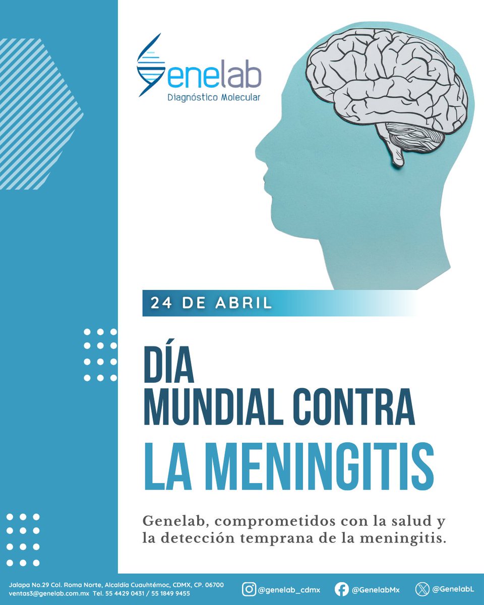 GenelabL's tweet image. Hoy, en el Día Mundial contra la Meningitis, recordamos la importancia de la prevención, el diagnóstico oportuno y el acceso a estudios especializados.

Tu salud empieza con información.

📲 Contáctanos: 55 1849 9455

#DíaMundialContraLaMeningitis  #Prevención #Genelab