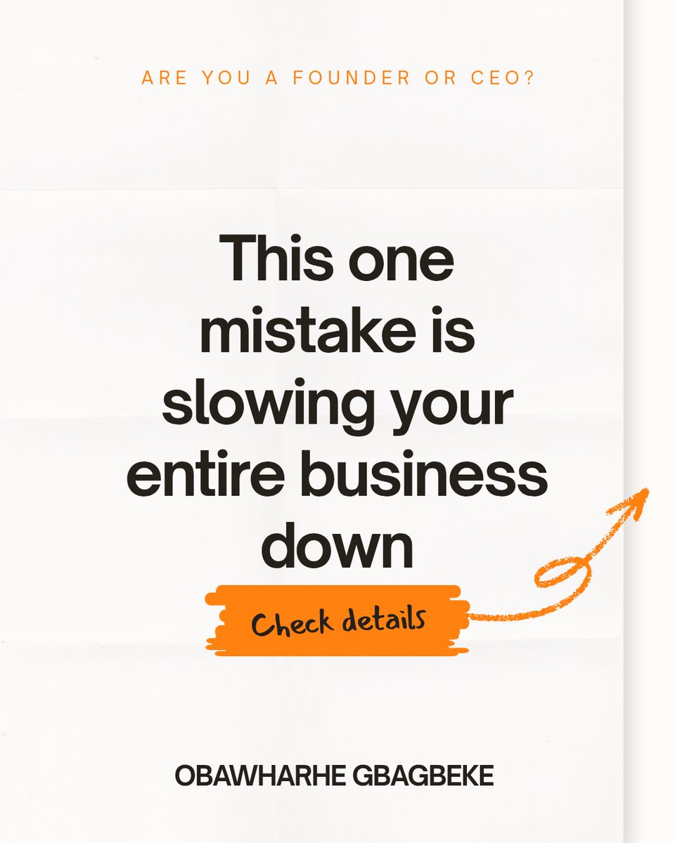 obawharhe_j's tweet image. Are you a founder or CEO? This one mistake is slowing your entire business down.

#Ceo #Founders #ExecutiveAssistant #BusinessGrowth #ScaleYourBusiness