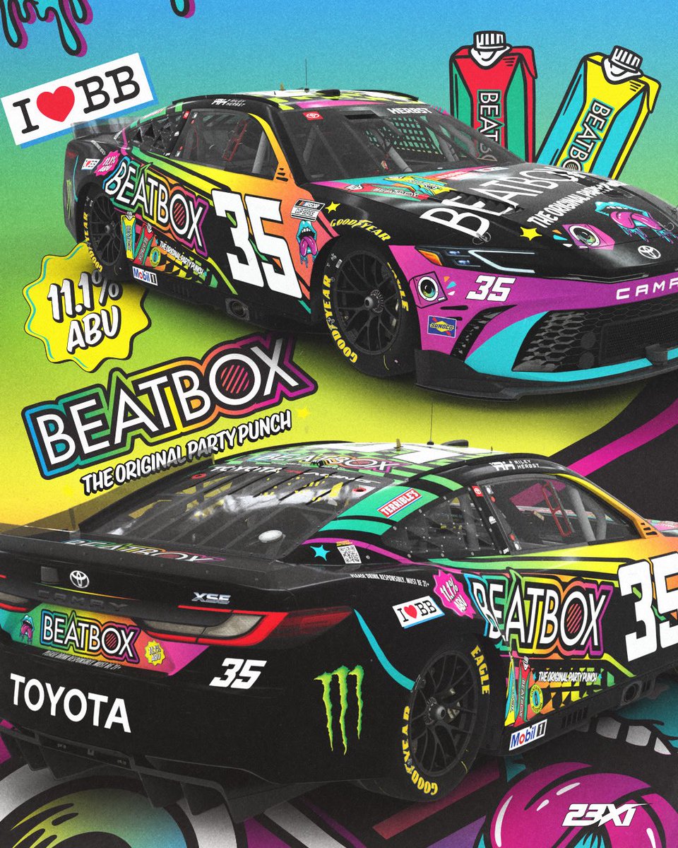 Perfect for a Talladega weekend. 🎉

<a href="/BeatboxBevs/">BeatBox🧃</a> is back with <a href="/rileyherbst/">Riley Herbst</a> and the No. 35 Toyota Camry crew!