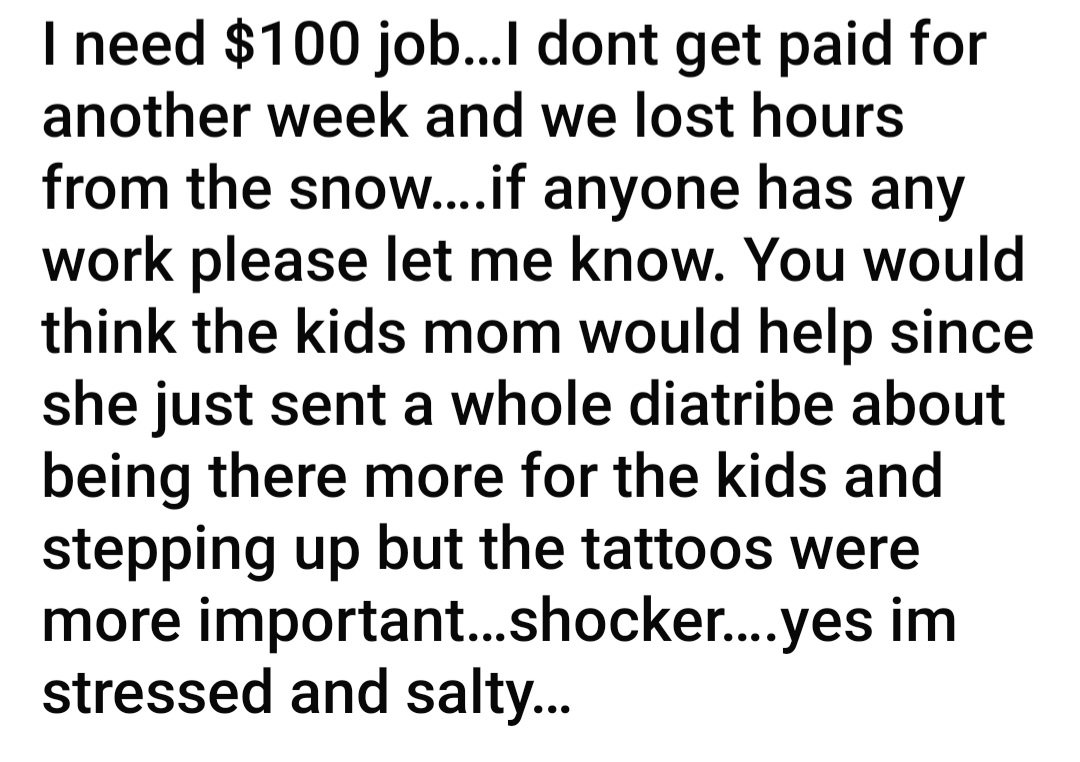 SoNotSerious44's tweet image. As if looking for a prostitute on your public facebook page in front of your friends and family wasn't pathetic enough...trying to pay for sex when you're a struggling single parent and your children are lacking...priceless. 
#Democrat parenting. 
Get a #FleshLight bro. 
#DCF