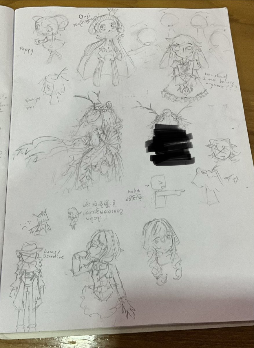 Literally_Thaw's tweet photo. @pikminfiend72 mii spotted in my drawings and I’m finally writing in my own native language
(No I’m NOT revealing what’s under the veil it’s a mess and the witch is just a concept design, expect it to be redesigned soon)
#cdarchive #dandysworld #madokamagica #decoblog https://t.co/lfqQxP0aTW
