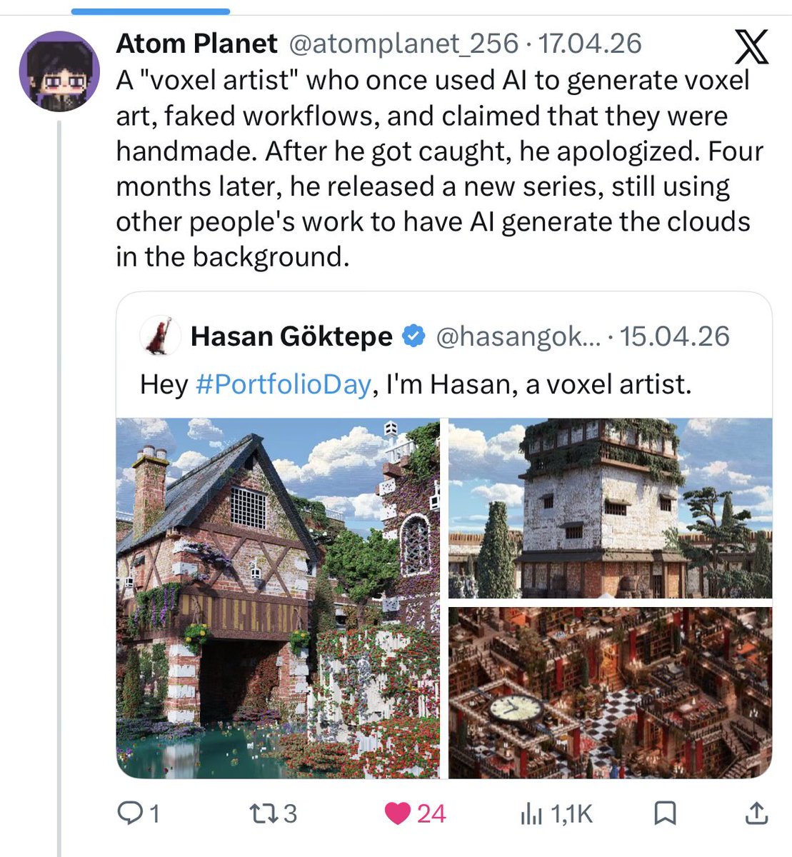 androidarts's tweet photo. @bkvoxel Exactly! I saw this repost today with works of that user. I mean if you are interested in art you at least ask yourself "does this make sense?" But the works have inconsistent texturing, illogical architecture details and typical AI clutter. It is so obvious. https://t.co/cbJUG6xW1w