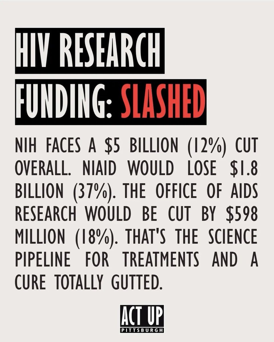 abbnoxchief's tweet photo. (1/2) “The entire CDC HIV prevention line would be eliminated, a $755.6 million cut”

It’s time to stop acting like HIV is “over” &amp; “not a big deal anymore.” It’s time to treat HIV like an ongoing pandemic that MUST be ended—against the wishes of the capitalist ruling class. https://t.co/bjSmN4jifq