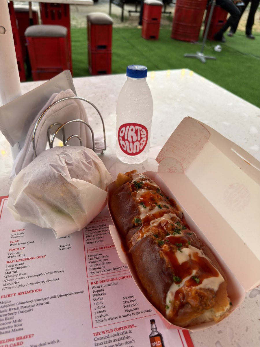 AweLagos's tweet photo. Dirty Buns Pop Up is back in Lagos 

Expect good food, a relaxed outdoor setup with that bold red aesthetic, and a space that makes it easy to sit, eat, and catch up.

We tried:
🍔 Big Bird — juicy, simple, and satisfying
🌭 Notorious D.O.G — loaded, messy, and worth it

📍 5, Bankole Cardoso Avenue, Ikoyi
📆 Till Sunday, 26th April 2026
⏰ 5PM – 10PM
💳 ₦₦