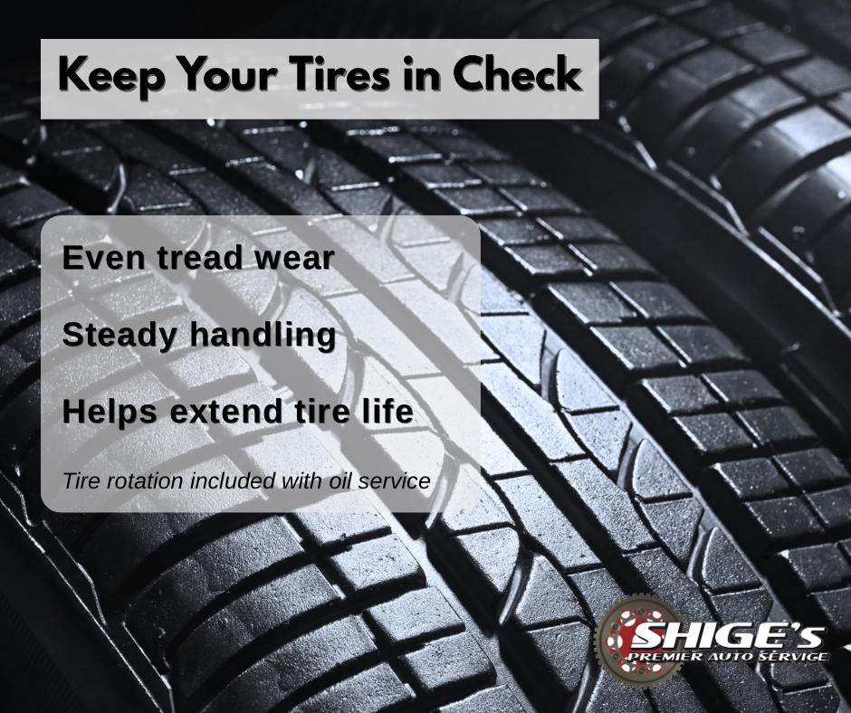 shigespremier's tweet image. Spring schedules can mean more time on the road than you realize. Tire rotations help keep wear even. It’s included with your oil service when you’re in. shigespremier.com #autorepair #tirecare #drivesafe #fridayvibes