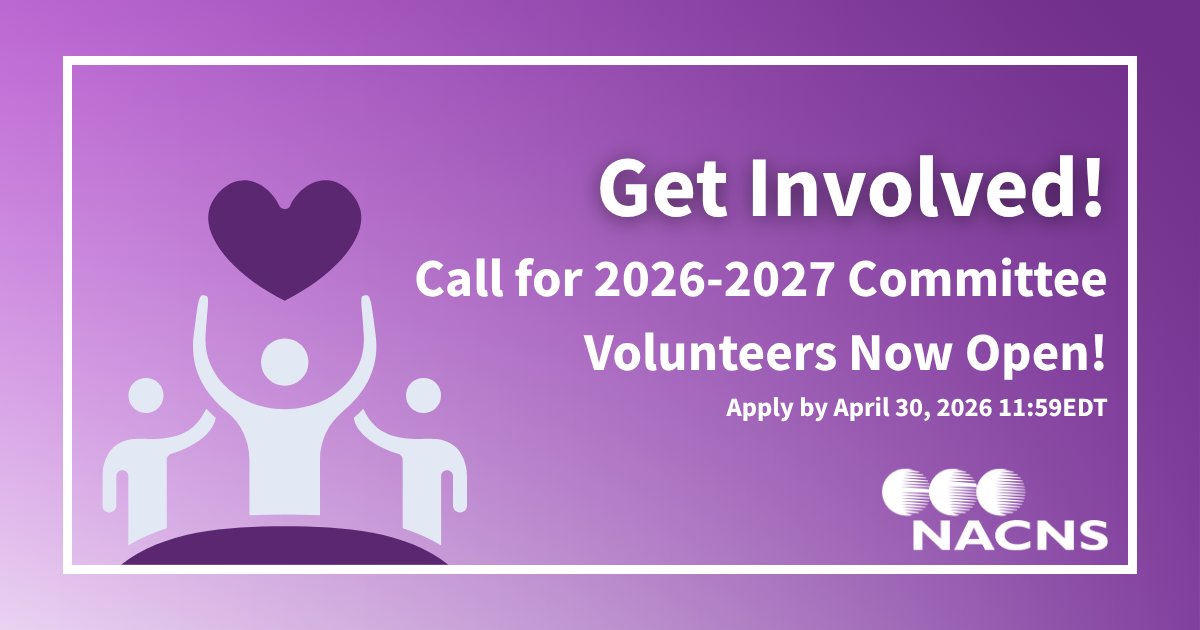 NACNS's tweet photo. Step into impact with NACNS!

The 2026-2027 Call for Volunteers is now open! 

Give 2-4 hours per month, connect with CNS peers, and help shape the future of the profession. 

Apply by April 30, 2026 
Apply Now: https://t.co/j9a2bq0hFv https://t.co/pTkMdwPMed