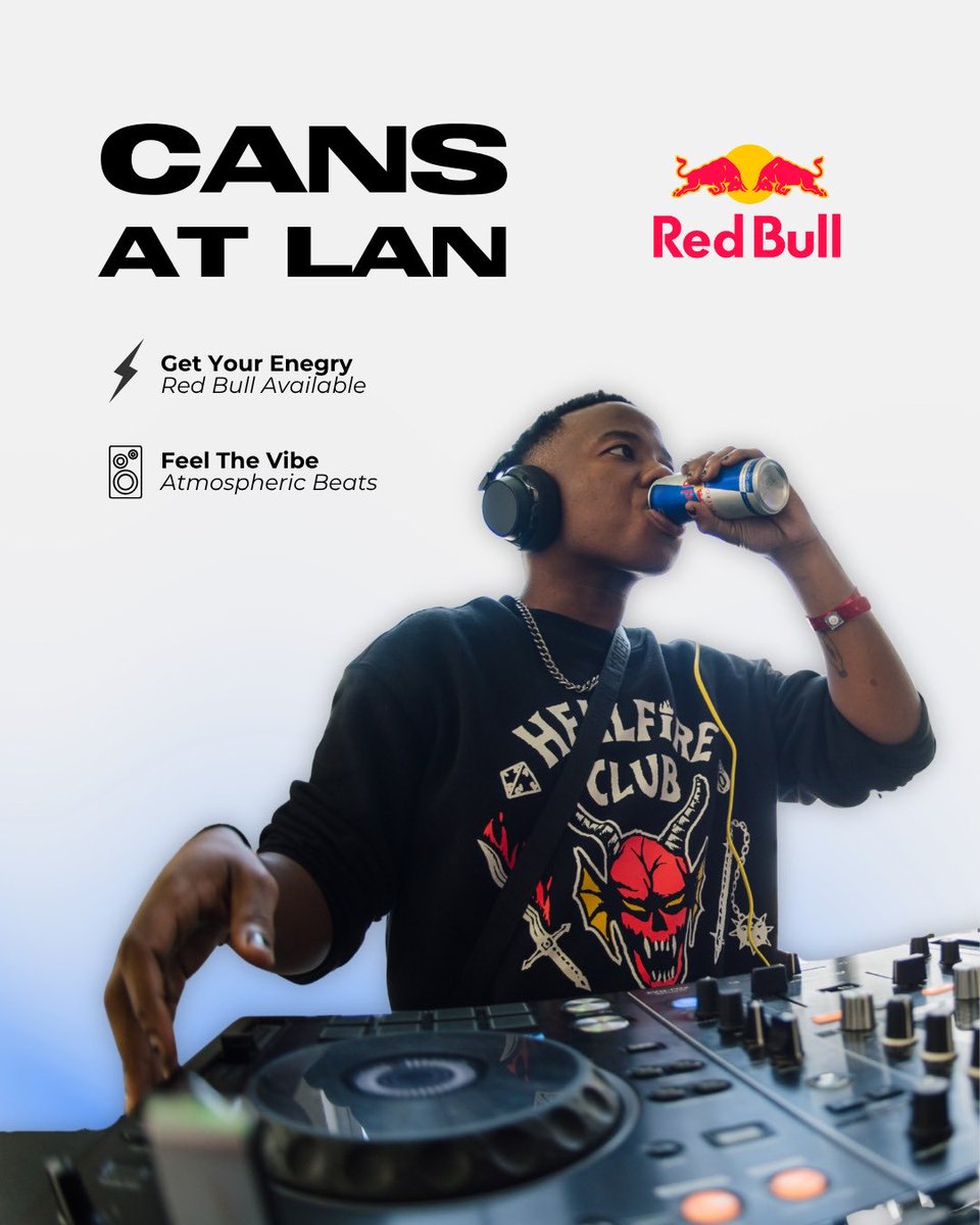 enterlangg's tweet photo. ⚡ No stranger to BYOC is the cans at LAN - @RedBullZA keeping you stocked all weekend long and energized to take on the final boss!

There's no excuses ☝️😤 #SeeYouLAN https://t.co/8R49IwReMx