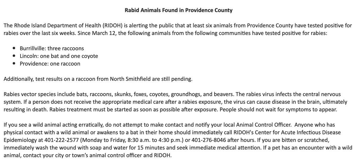RINewsToday's tweet photo. Oh!  Rabid animals in RI: https://t.co/Mew6rEXVSK