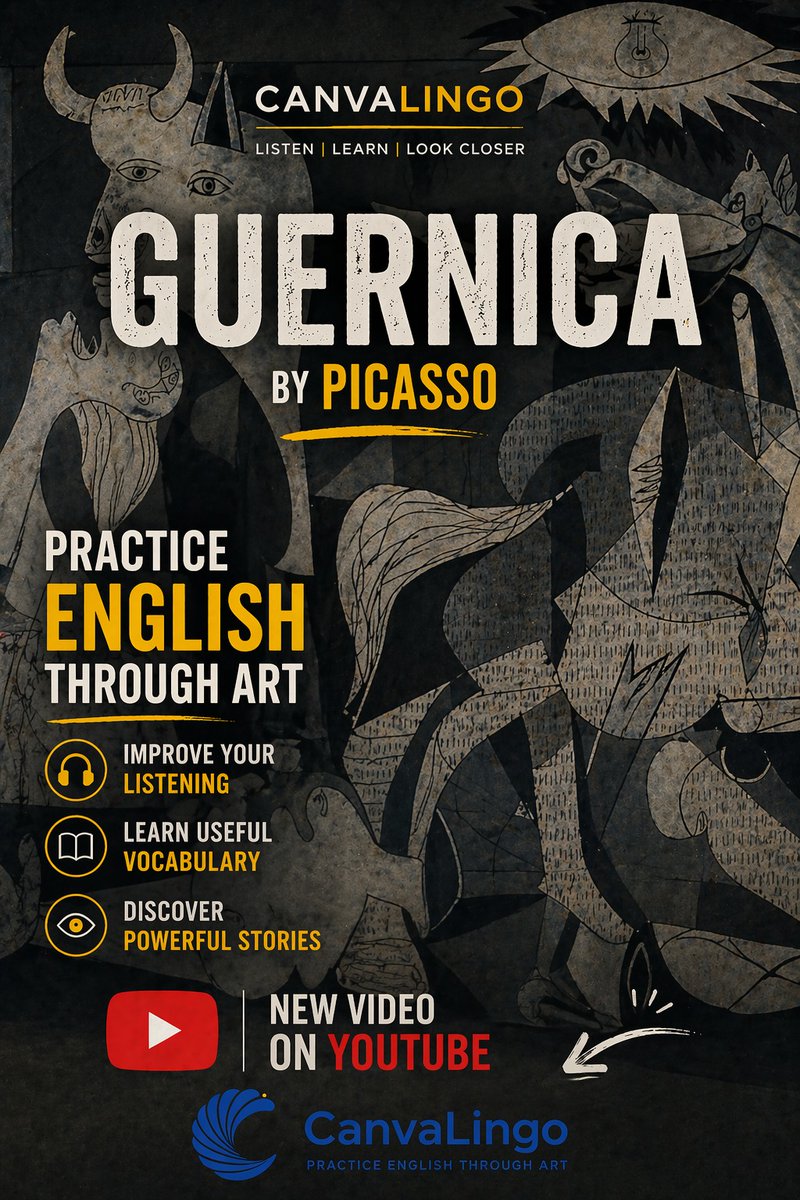 CanvaLingo's tweet photo. Practica inglés con arte 🎨
Ya está disponible un nuevo video de Canvalingo sobre Guernica de Pablo Picasso, una de las obras más impactantes del arte moderno.
Practice English through art.
📺 Video completo en YouTube: https://t.co/1QXsLkrXmU https://t.co/RsyppYqj0n