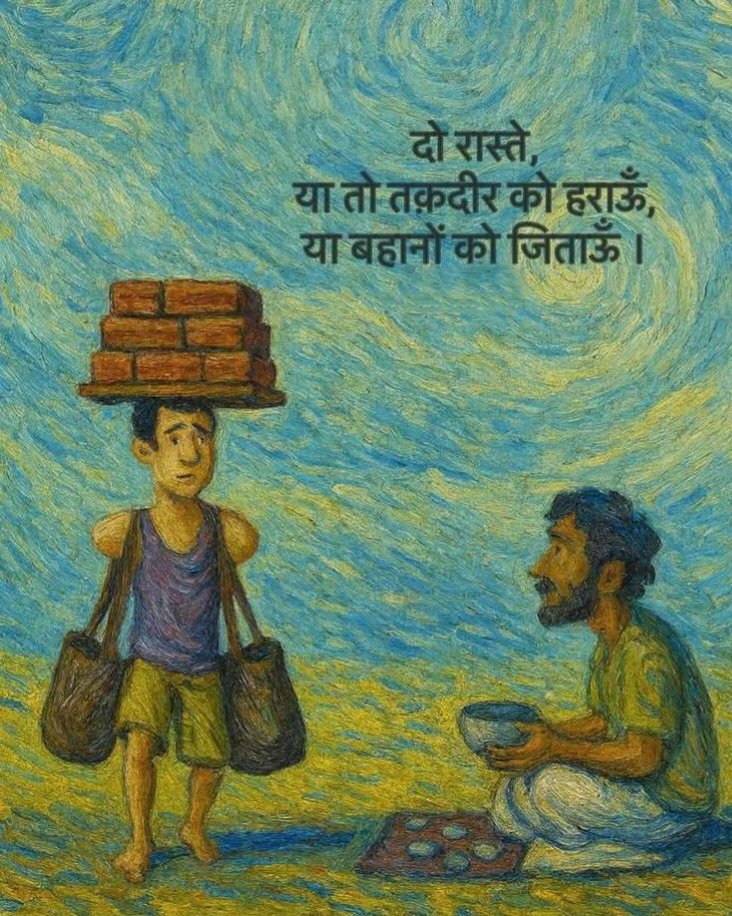 mpanktiya's tweet photo. दो रास्ते, या तो तक़दीर को हराऊँ, 
या बहानों को जिताऊँ । https://t.co/TwppbEe6LF