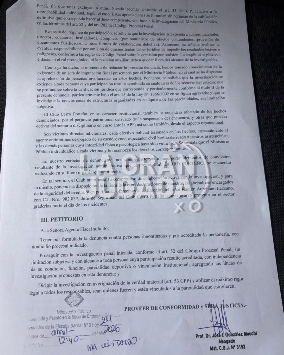 🚨 ANTICIPO | Estas son las denuncias presentada por el club #CerroPorteño sobre lo sucedido en el superclásico. 

Vía: <a href="/Danymacica/">𝓓𝓪𝓷𝓲𝓮𝓵 𝓜𝓪𝓬𝓲𝓮𝓵 𝓒. 🇵🇾</a>

#Ñanduti #LaGranJugada