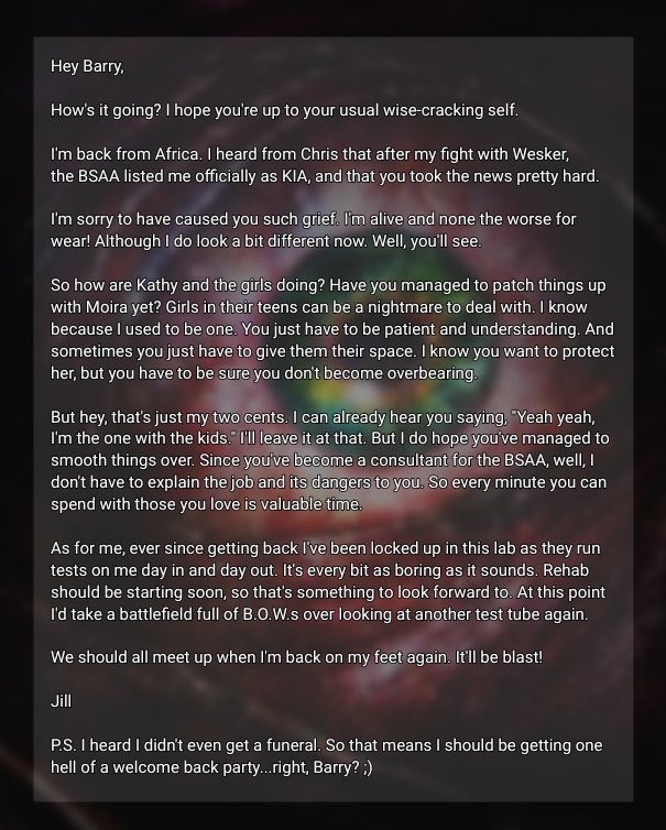 jill’s email to barry in revelations 2 is so sweet, I love how she’s trying to keep in touch with everyone