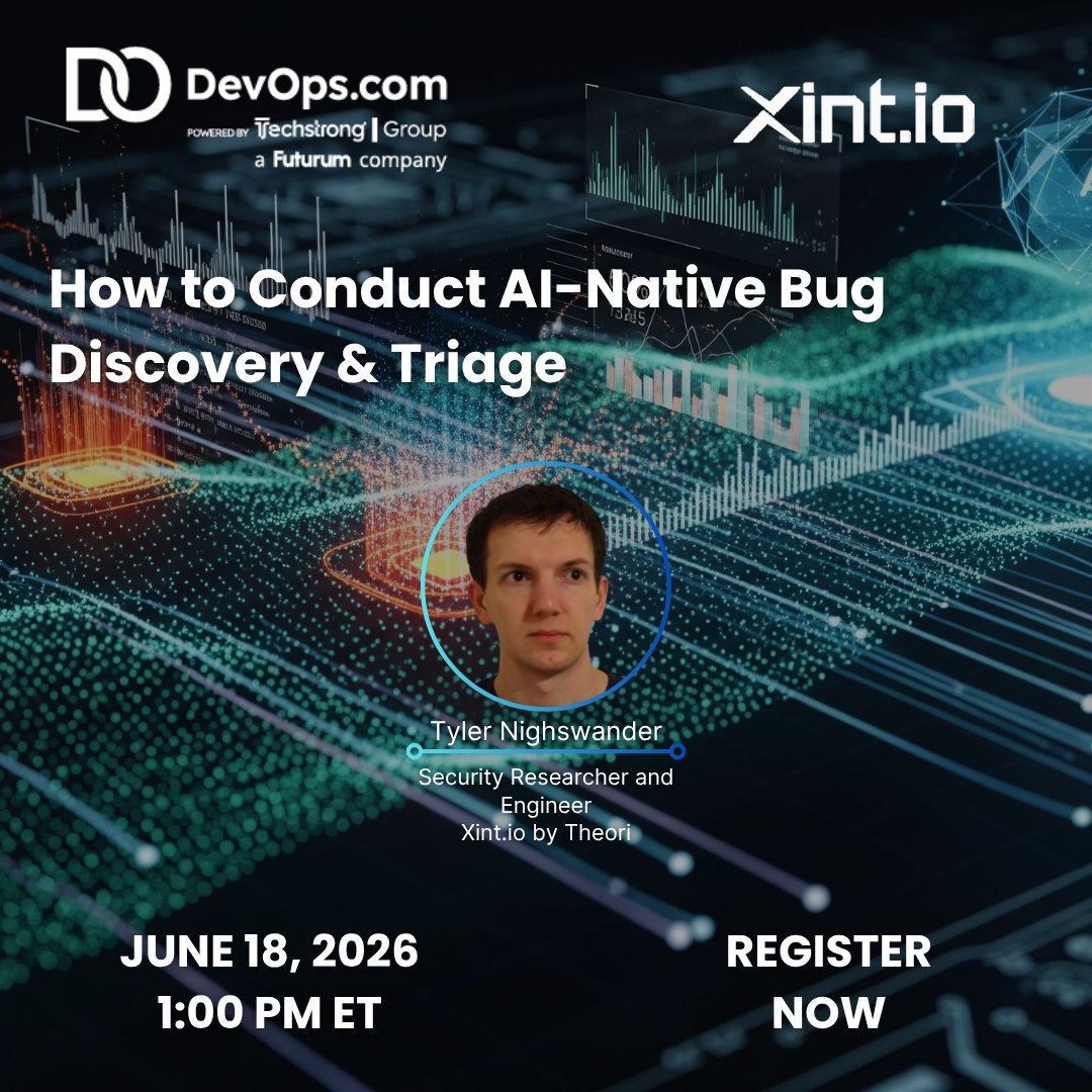 xint_official's tweet photo. Join award-winning security researcher @tylerni7 on @TechstrongTV for this hands-on workshop for product security practitioners. In this workshop he will: 
1) go deep into how AI-native AppSec differs from traditional tools and methods
2) share the pitfalls of poorly harnessed AI bug finding
3) and provide a demonstration of how the scaffolding (and not the model) is what will provide superior results for what product security looks like in the real world
https://t.co/15pRJNpuDY