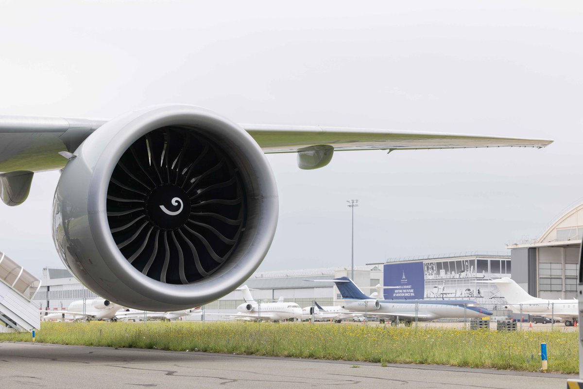 GE_Aerospace's tweet photo. Big engine. Big journeys. 🌀
The iconic #GE90 has delivered for customers for over 30 years. #DYK it also introduced the first carbon fiber composite fan blade? 🔗 https://t.co/aBN1RMJUrN
#GEAerospace #aviation https://t.co/fXfr9Yv332