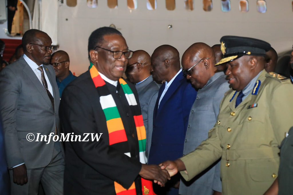 nickmangwana's tweet image. His Excellency President Emmerson Mnangagwa is back home from Eswatini, where he joined other regional leaders in celebrating His Majesty King Mswati III's 40th Anniversary and 58th Birthday celebrations. The celebrations were held at Somhlolo Stadium in Eswatini. 
#engagement