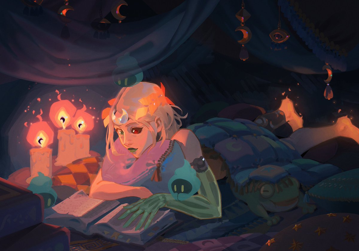 It's been great to hear from so many new and returning Hades II players since our Xbox and PS5 launch!🌖

Thank you for helping the Princess of the Underworld achieve her great task, and maybe relax a bit like in this new piece by our environment artist <a href="/_joannetran/">🌁❄ joanne ❄🌁</a>.🐸