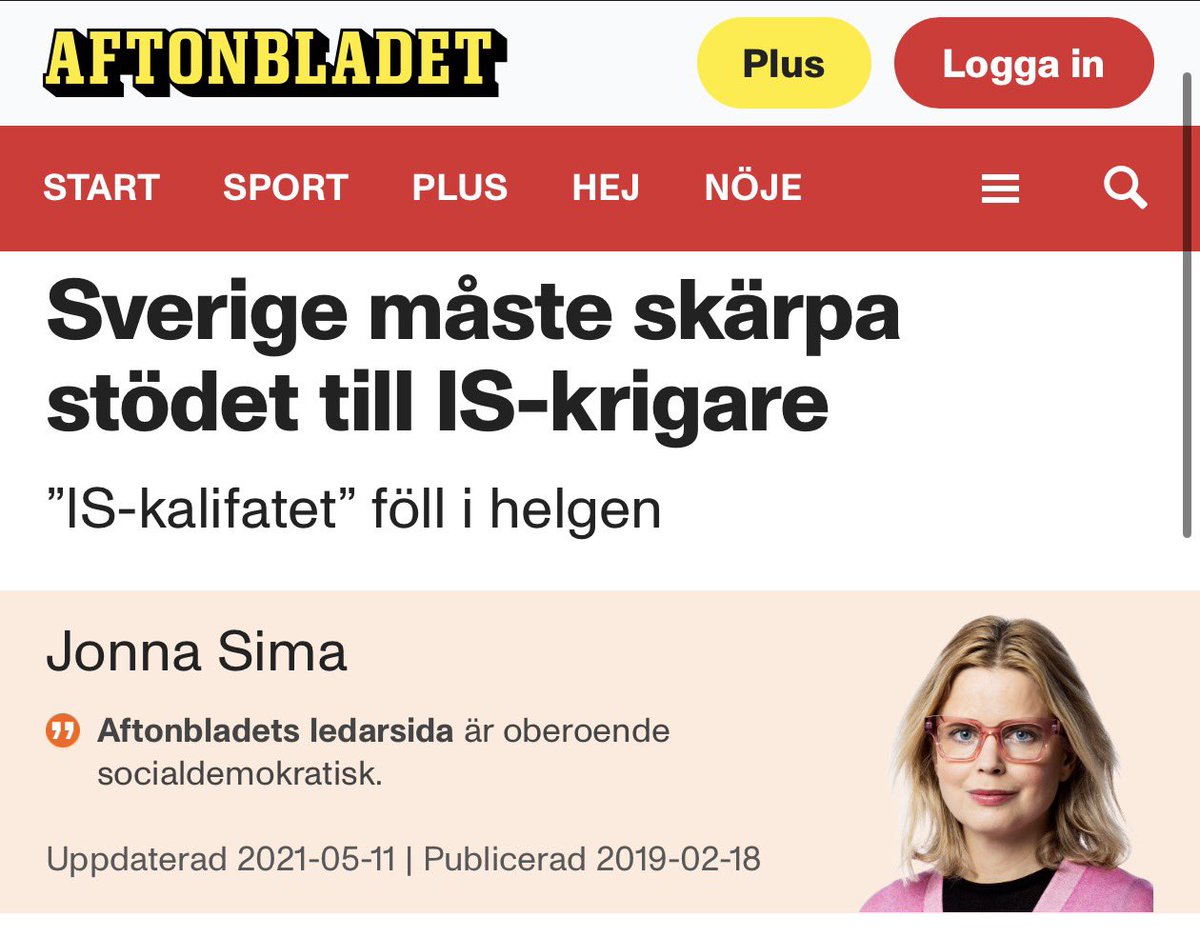 The left in Western Europe has supported terrorism for years.

This is a real 2019 article from Sweden’s biggest newspaper. The title literally reads: “Sweden must step up support for ISIS-fighters.”

I can’t describe the shock I felt reading it in 2019.