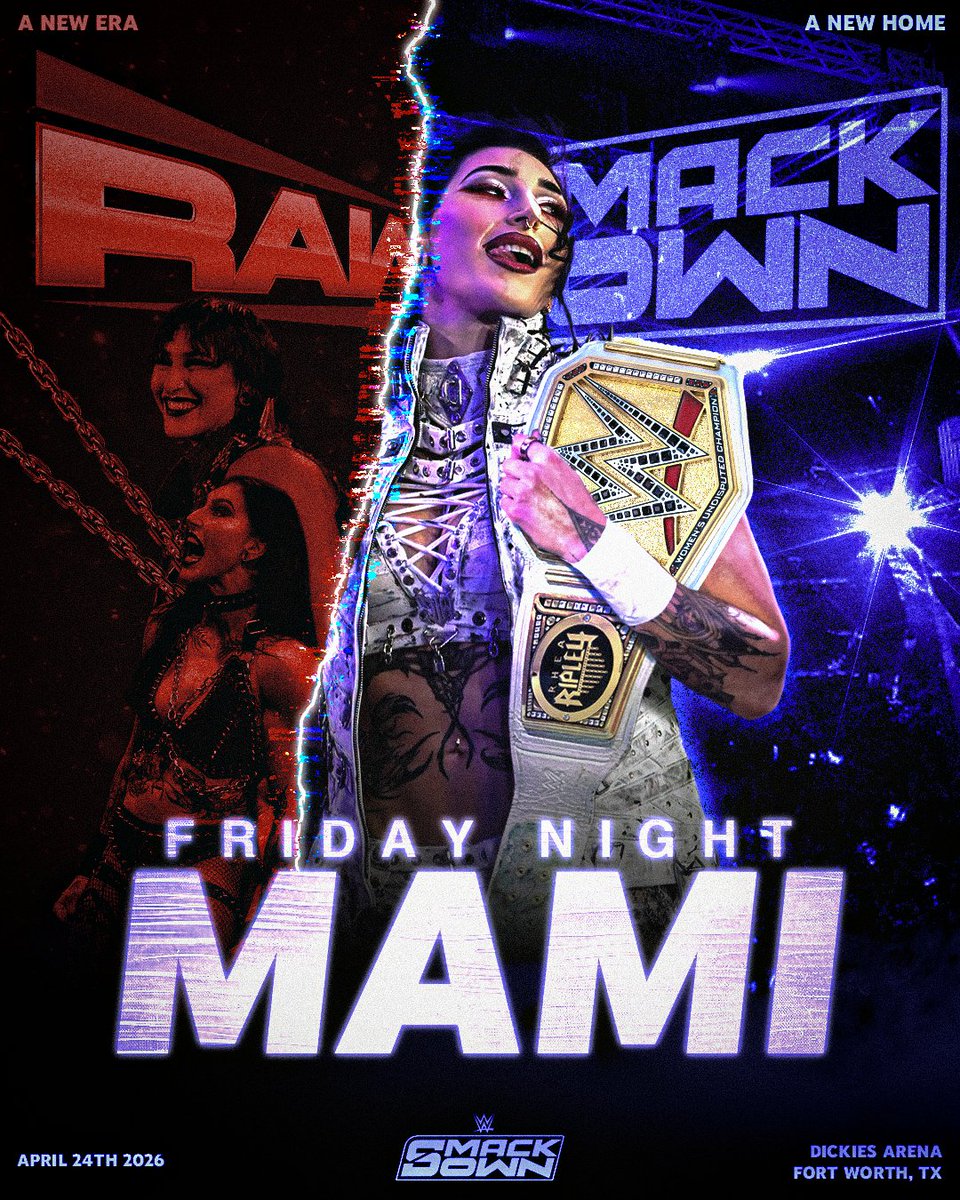 2dayInHistoRhea's tweet photo. Happy #FridayNightMami

Tonight marks the start of a new era as @RheaRipley_WWE will appear on Smackdown as a permanent member of the roster for the very first time

It will be her 49th appearance on the blue brand https://t.co/yd1b3F2J7T