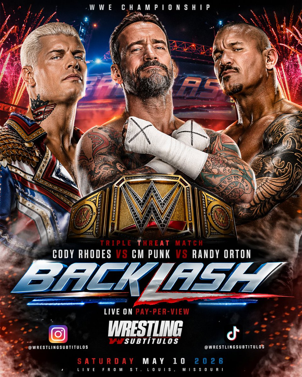 W_Subtitulos's tweet photo. Backlash 2026 🔴
Cody vs Orton vs Punk 

Lo compran???
#wwe #smackdown https://t.co/3l4HuBsULi