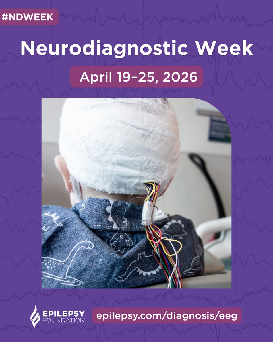 EpilepsyFdn's tweet photo. We are joining #NeurodiagnosticWeek to celebrate the healthcare providers across the country who are committed to this field. Neurodiagnostics, which include #EEG, is used to diagnose conditions like epilepsy. Learn more about EEG: https://t.co/2zpe66WcB8 #NDWeek https://t.co/UY4mHKIYWL