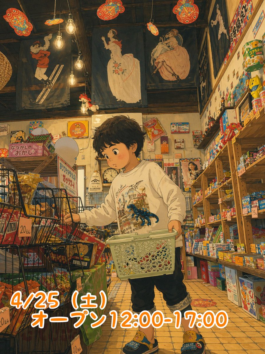 本日4/25(土)12:00-17:00オープン！！

今日は日差しが届いて昼間は過ごしやすい体感になります。冷え込む朝晩との体感差が大きくなるので服装で上手に調節して下さい。

※エコバッグご持參のご協力お願い致します
※駄菓子の詰め合わせご相談お待ちしてます