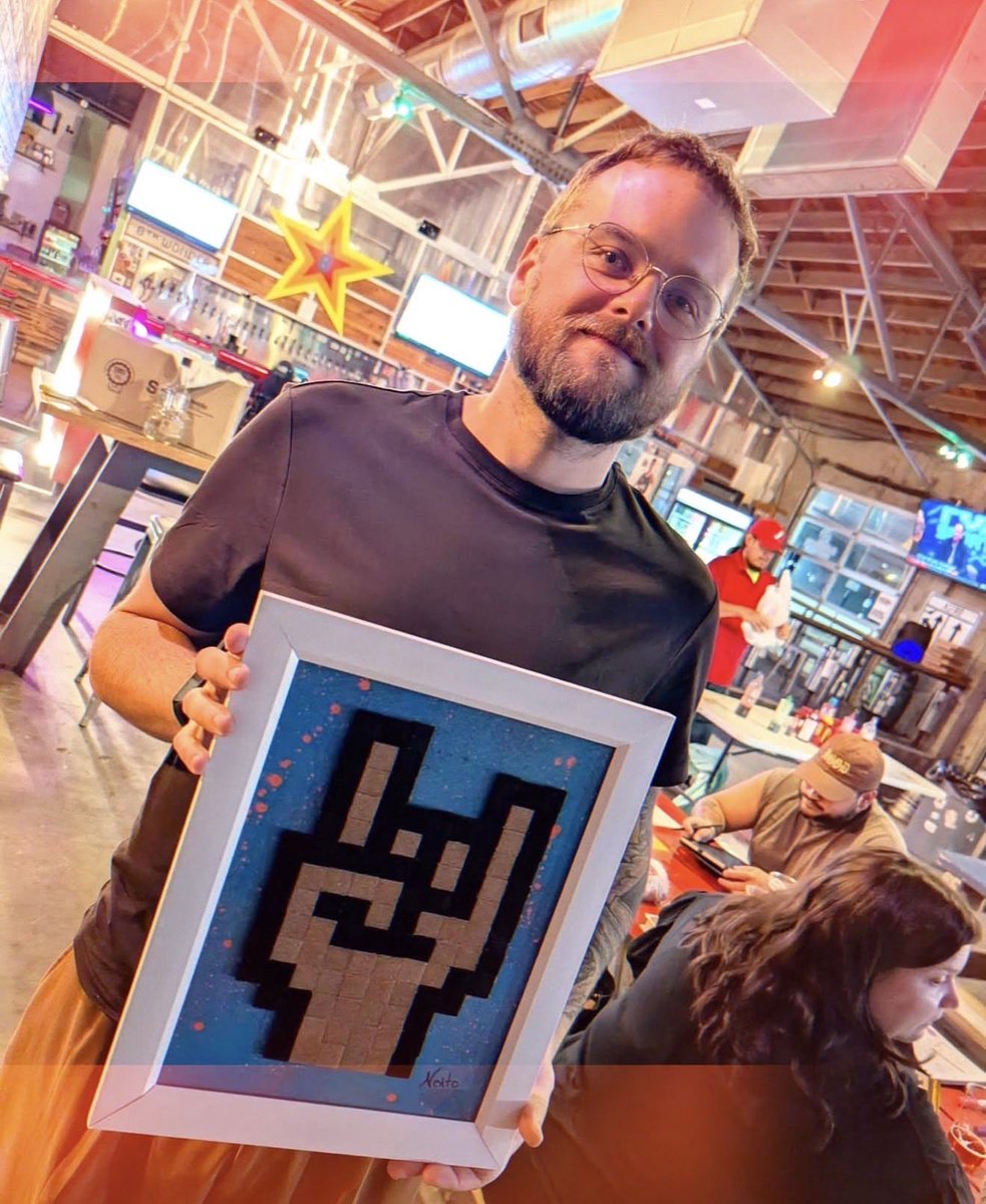 malpresent's tweet image. won this last night at the meetup #houston #localart