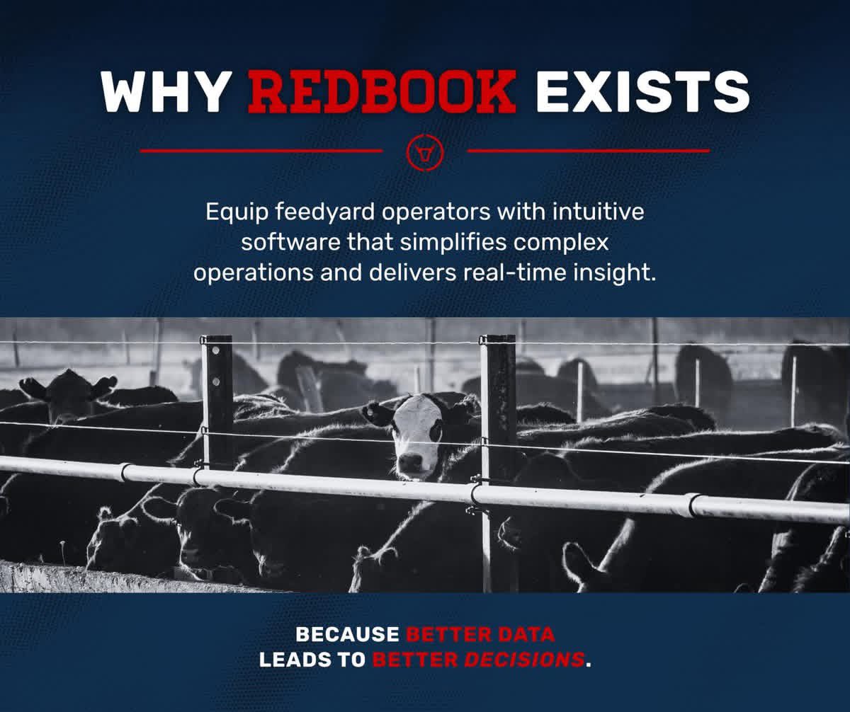 RedbookSoftware's tweet photo. Our mission is simple:
Equip feedyard operators with intuitive software that simplifies complex operations and delivers real-time insight.

Because better data leads to better decisions. https://t.co/Eo6R2Aycuq