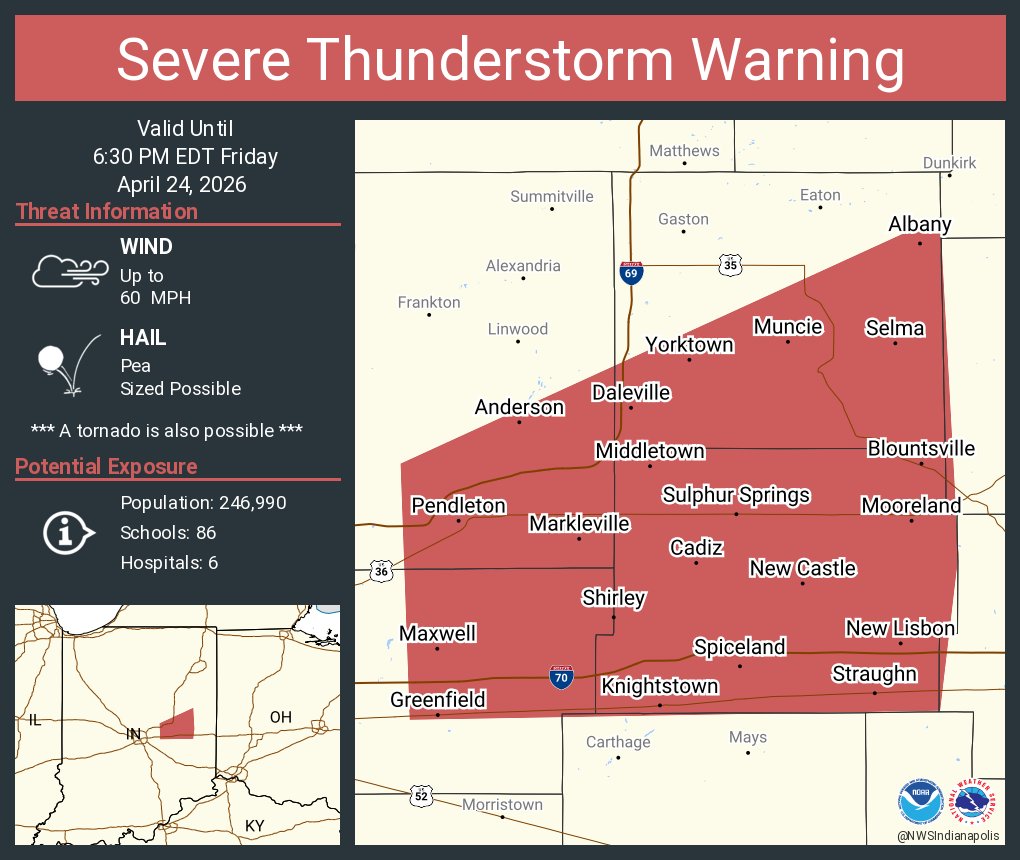 Severe Thunderstorm Warning including Muncie IN, Anderson IN and ...