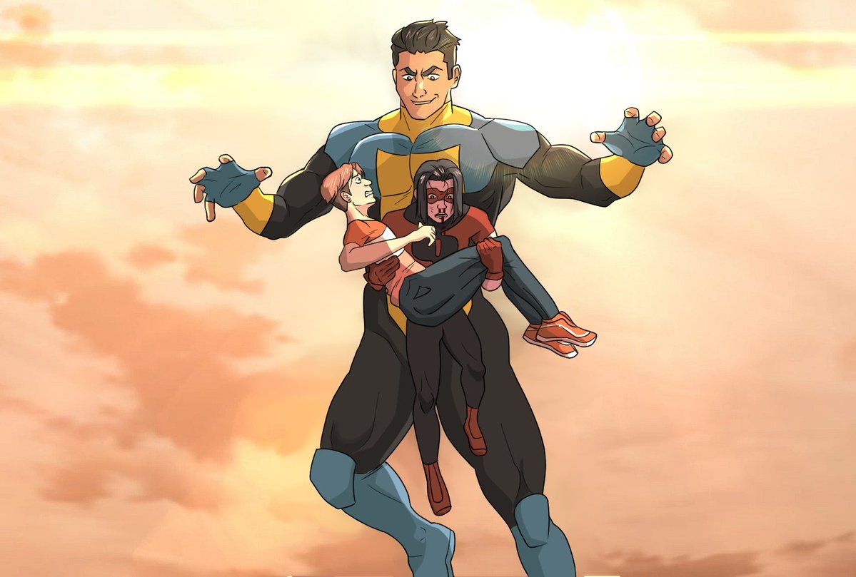 Fre4kyMark's tweet image. Oliver. 
Run.
Mega-Maskless missing his William way too much 🫪

#Invincible #invinciblefanart #invincibleseason4 #imisswilliam #sizedifference