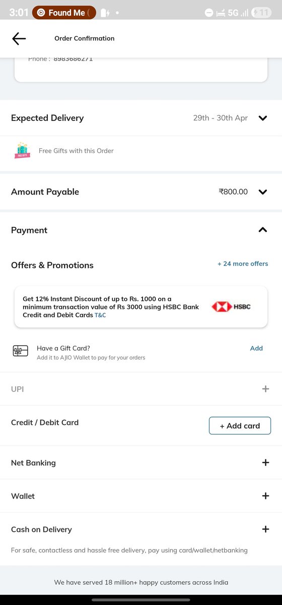 JDeepShit's tweet photo. @AJIOLife why dont I have the UPI option enabled for payment? https://t.co/9m2dEX1eXo