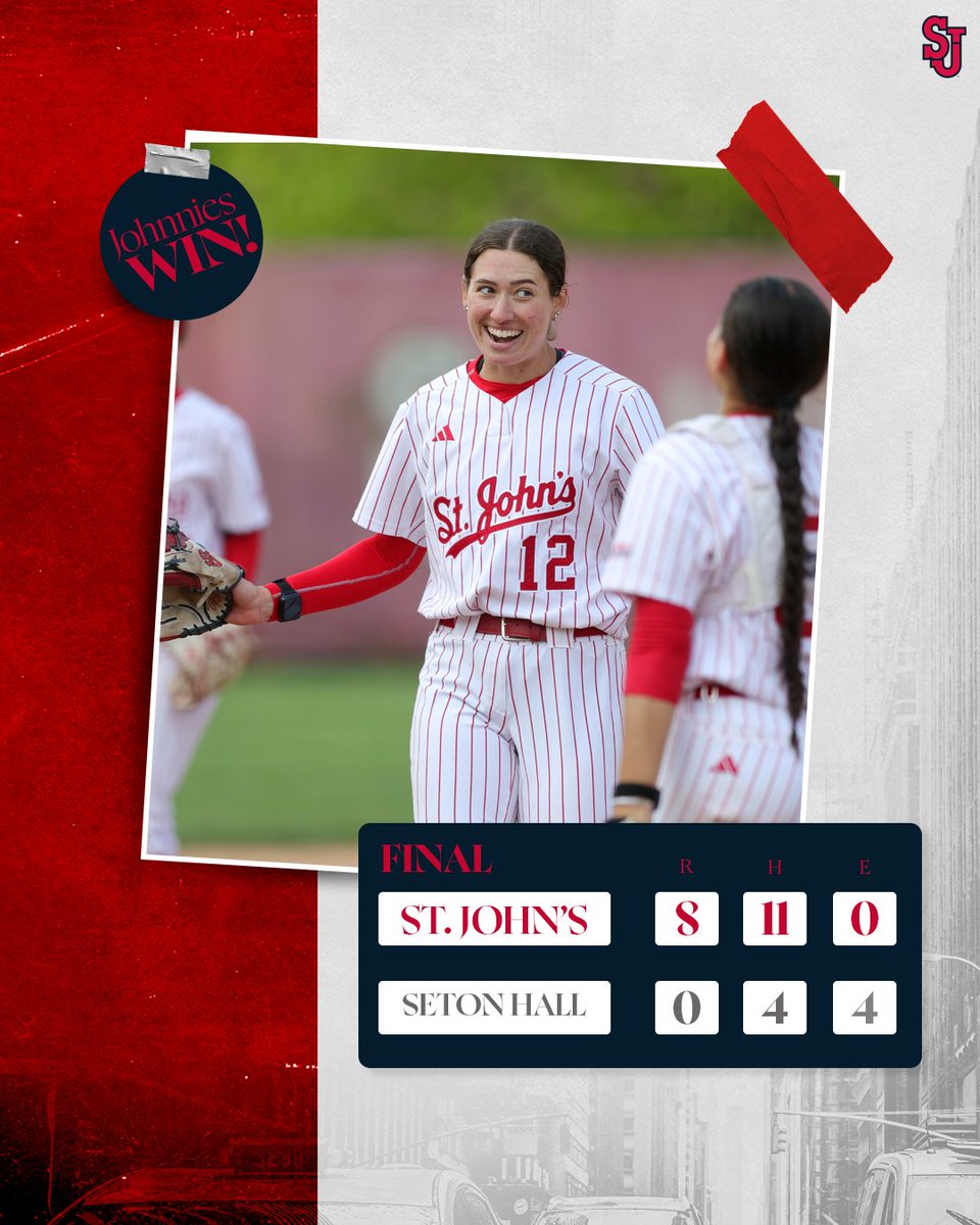 StJohnsSoftball's tweet image. Ana Serafinko's home run shuts down the Pirates in the bottom of the sixth inning as the Johnnies finish the day 2-0 😮‍💨🔥

#RedStorm