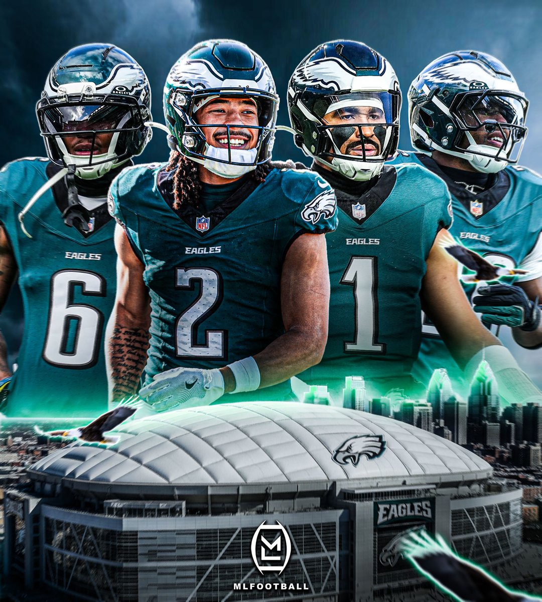 MLFootball's tweet image. TRUE OR FALSE: THE PHILADELPHIA #EAGLES HAVE THE BEST QUARTET
OF OFFENSIVE WEAPONS IN THE LEAGUE…?

Jalen Hurts
Saquon Barkley
DeVonta Smith
Makai Lemon

🤔🤔🤔